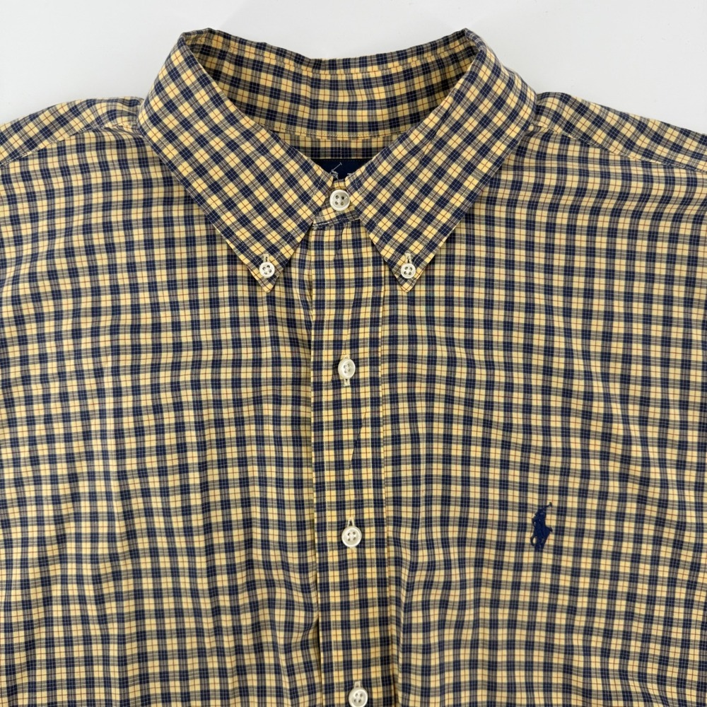 Ralph Lauren Blake Button Down Shirt Mens XL Yellow Blue Plaid‎ Long Sleeve